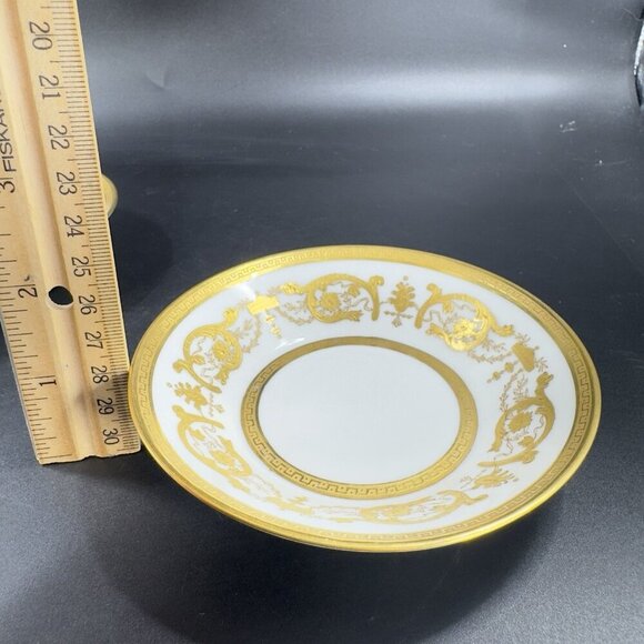 Jules Etienne Fine Porcelain Gold Raised 4.5Inch Bowl Dish Set 2 Made In Paris - Picture 3 of 12